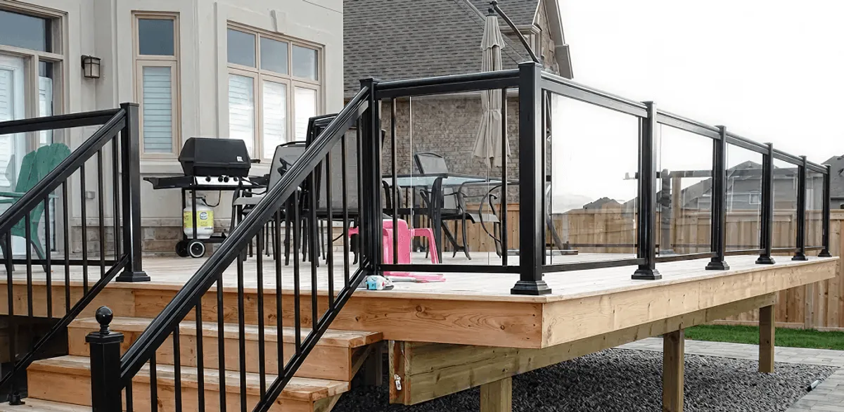 Handrail installation on a deck staircase for safety and code compliance in Bradenton, FL