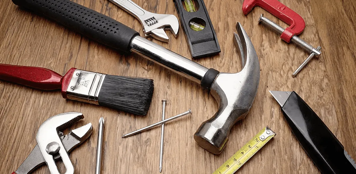 Handyman tools laid out for home repair and maintenance work in Bradenton, FL