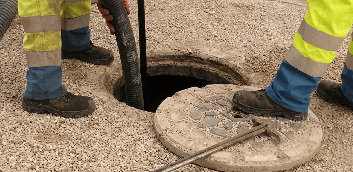 Drain cleaning crew clearing a sewer access point with professional equipment in Bradenton, FL